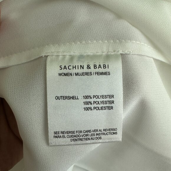 NWT SACHIN + BABI Melody Dress in Off-White Midi Casual Cutout Puff Sleeve 4 - Picture 8 of 12